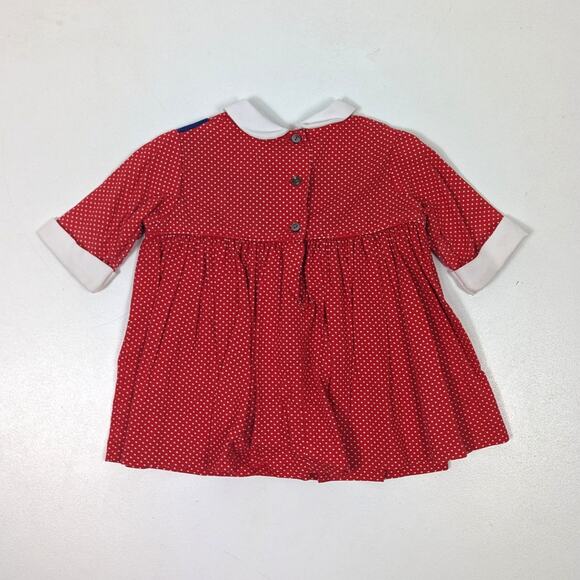 Vintage Kate Greenaway Dress Baby Girls Size 12m Red Polka Dot - Picture 3 of 5